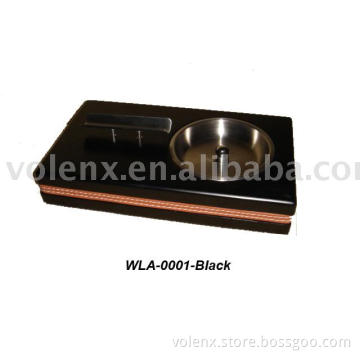 wooden cigar ashtray with leather in side